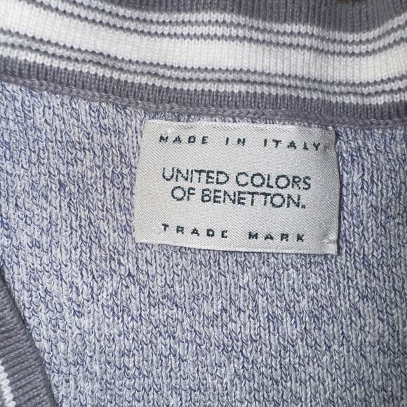 United Colors Of Benetton V Neck Shirt Blue XS 14x16 - Picture 4 of 4